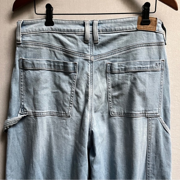American Eagle Super High Tise Baggy Wide Leg Denim Jeans Sz 10 Long - Picture 4 of 13